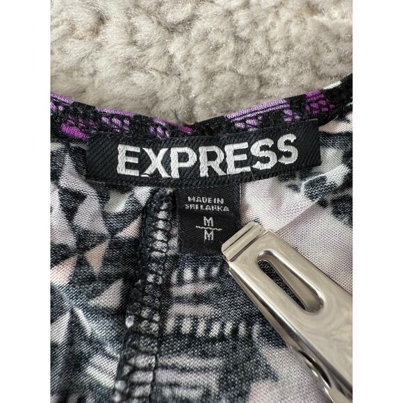 Express Size M Geometric Mini Fit Flared Dress Colorful Sleeveless Pullover - Picture 6 of 8